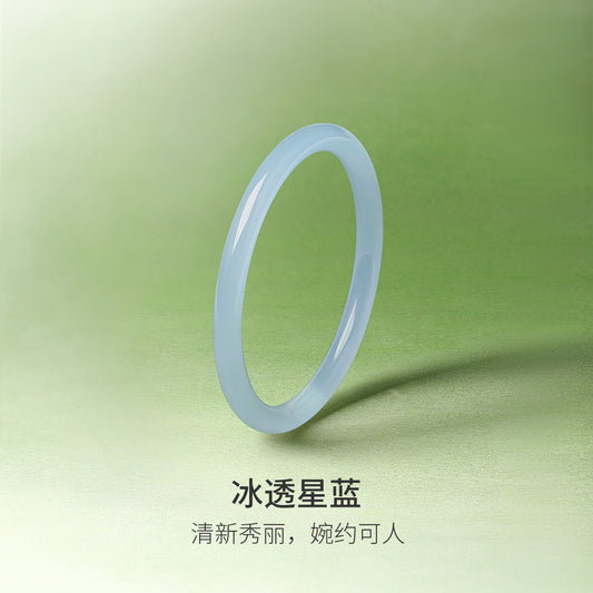 Chalcedony Bangle, Brightening & Moist Fine Jade Bangle, Slim Band Elegant Bracelet for Women
