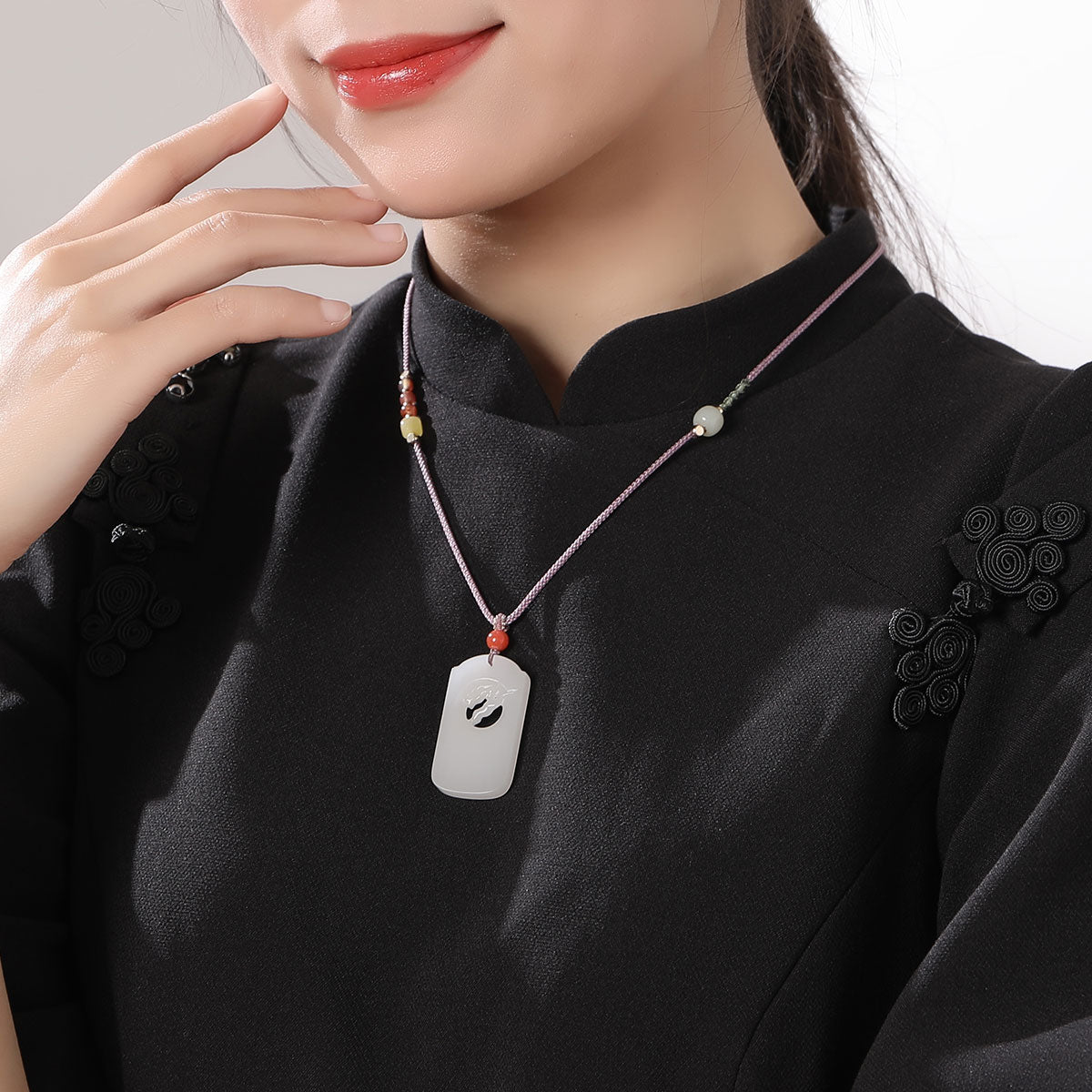 Polished White Hetian Jade Elk Pendant, Couple Style Jade Ornament