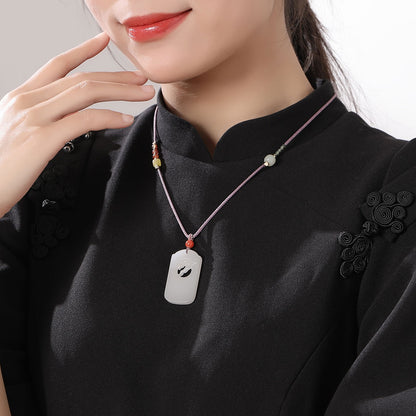 Polished White Hetian Jade Elk Pendant, Couple Style Jade Ornament