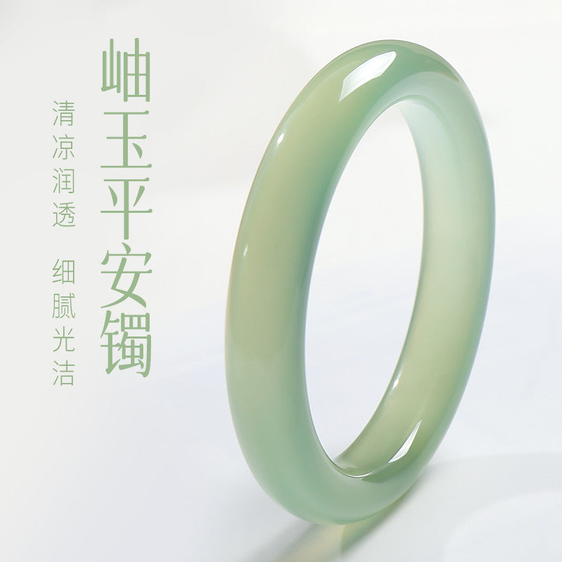 High Ice Pale Cyan Clear Water Jade Bangle, Xiuyu Bracelet, Gift for Mom & Girlfriend