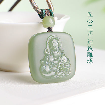 Unisex Hetian Jade Eight Patron Saints Pendant, 12 Zodiac Buddha Amulet, Festival Gift