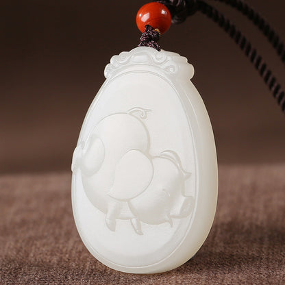 White Hetian Jade Pendant, Exquisitely Carved Twelve Chinese Zodiac, Unisex Jade Pendant