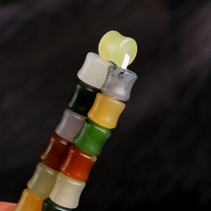 Unisex Fashion Hetian Jade Bracelet, Multi-color Bamboo Joint Beads