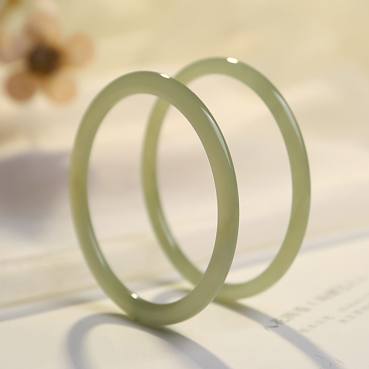 Sweet Osmanthus Cake Hetian Jade Round Bangle, Holiday Gift Bracelet for Women