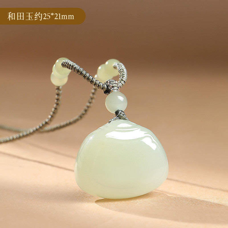 Peace Lock | Pale Cyan Hetian Jade Safety Lock Pendant for Women, Clear Water Style Lock-shaped Jade Gift