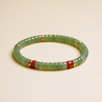 Premium Grade Pale Cyan Hetian Jade Bracelet, Straight-Cut Tablet Bead Single Loop Bangle