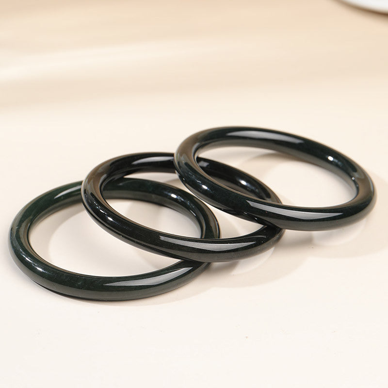 Elegant Green Hetian Jade Bangle, Simple Stylish Beauty Bangle for Women
