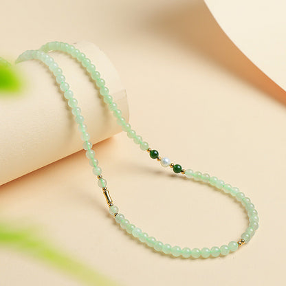 Bluish Green Hetian Jade Mini Bead Bracelet, Fresh Style Multi-loop for Women, Multi-purpose as Necklace
