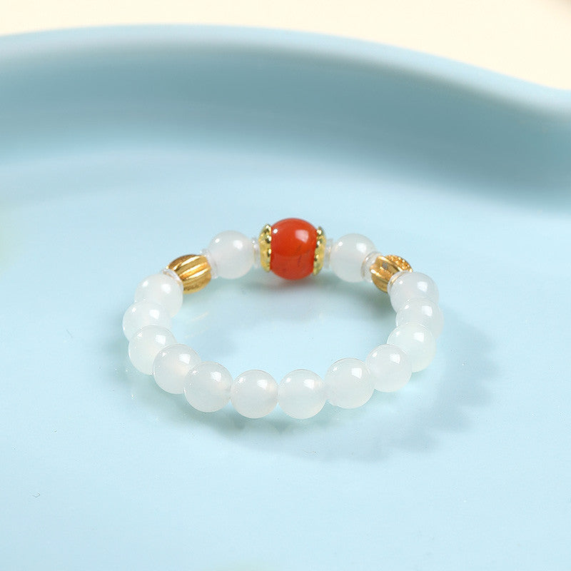 DIY Multi-gem Ring, Small Seed Beads with Jasper, White Jade, Jadeite, Turquoise, Agate, Cinnabar Fashion Adjustable Ring Jewelry