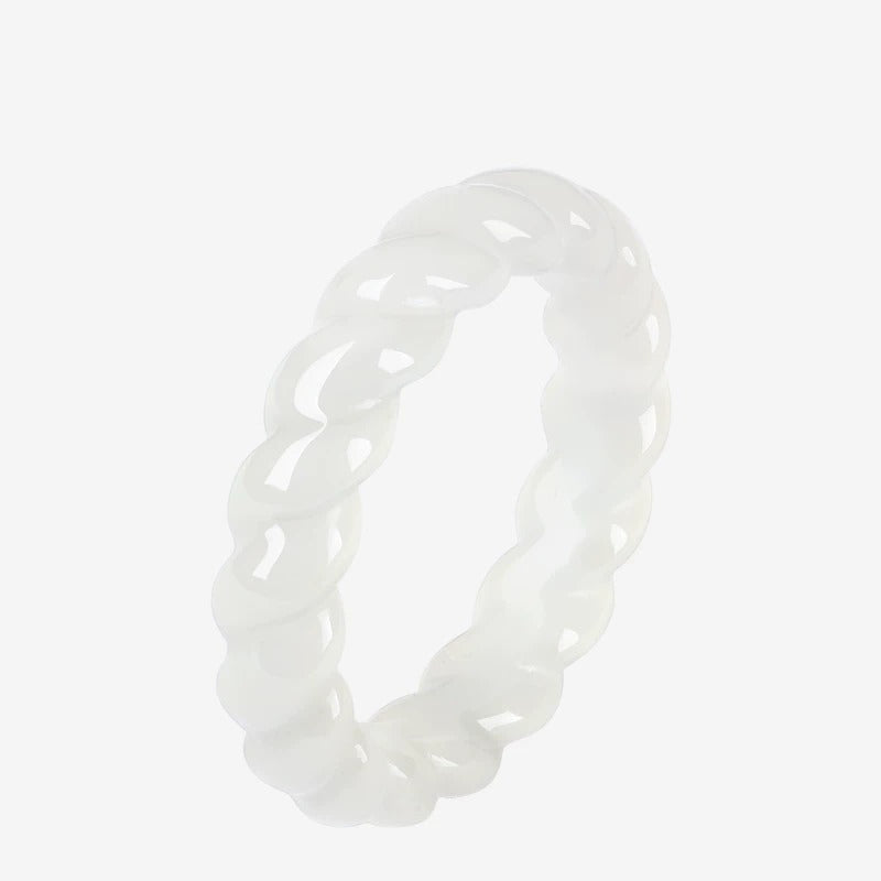 Hetian jade ring for women, made of green jade or nephrite, a jade ornament symbolizing peace and safety, a birthday gift.