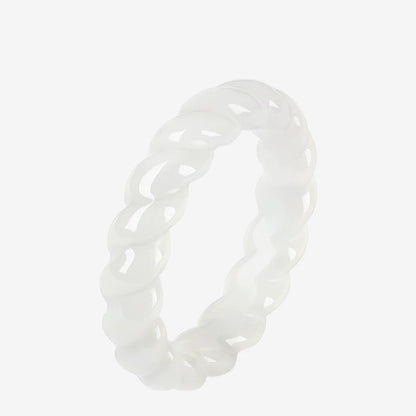 Hetian jade ring for women, made of green jade or nephrite, a jade ornament symbolizing peace and safety, a birthday gift.