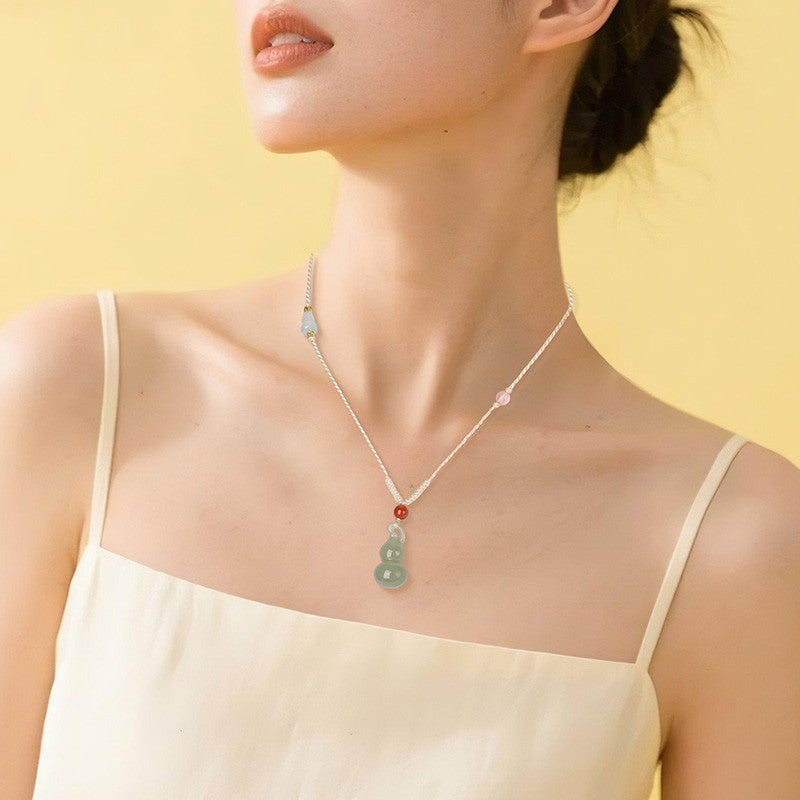 Unisex Fashion Minimalist Hetian Jade Gourd Pendant, Fortune & Blessing, Festival Gift