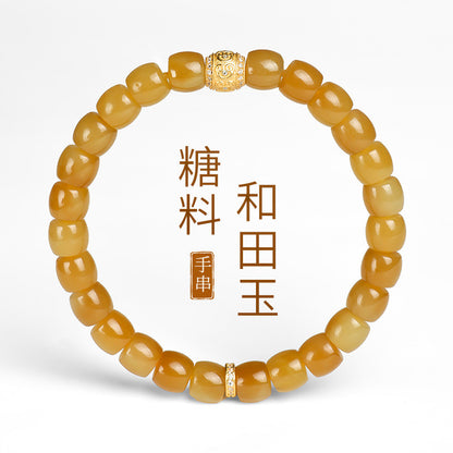 Women's Hetian Jade Bracelet, Sugar Material Barrel Bead Ruyi Rolling Bead Bracelet