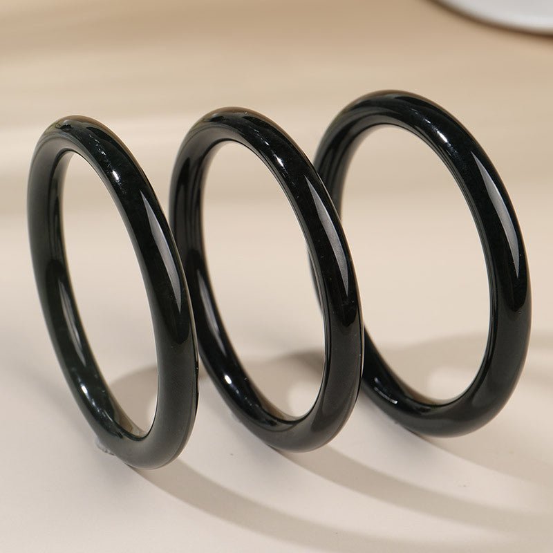 Elegant Green Hetian Jade Bangle, Simple Stylish Beauty Bangle for Women