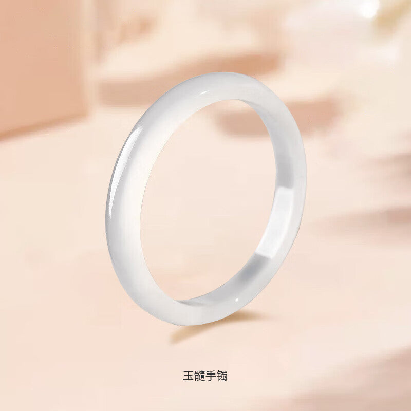 Women's Chalcedony Bangle, Elegant Jade Bracelet, Valentine's Day Gift for Girlfriend & Wife