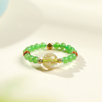 DIY Multi-gem Ring, Small Seed Beads with Jasper, White Jade, Jadeite, Turquoise, Agate, Cinnabar Fashion Adjustable Ring Jewelry