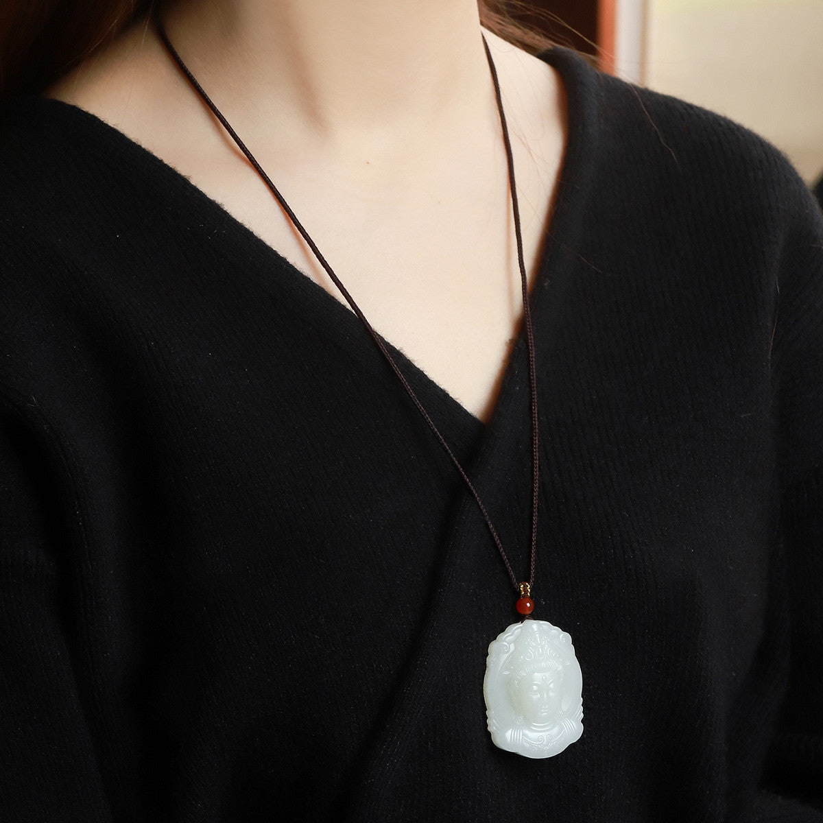 Hetian Jade Tara Guanyin Pendant, Exquisite Jade Amulet, Auspicious Collectible Ornament with Official Certificate