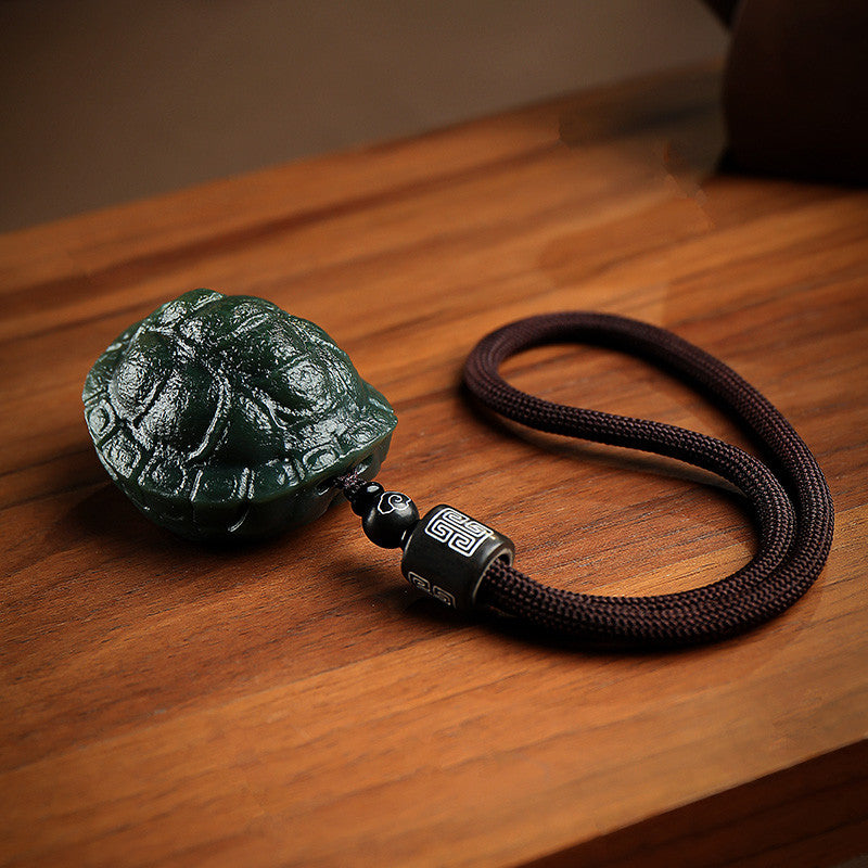 Men's Hetian Cyan Jade Turtle Shell Pendant & Hand Piece, Fortune All Over the World