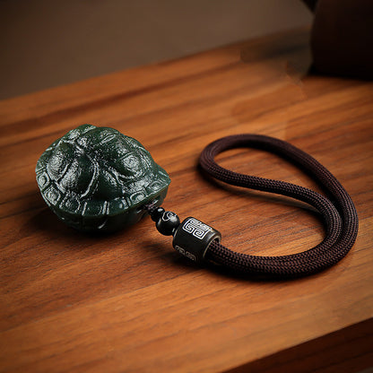 Men's Hetian Cyan Jade Turtle Shell Pendant & Hand Piece, Fortune All Over the World