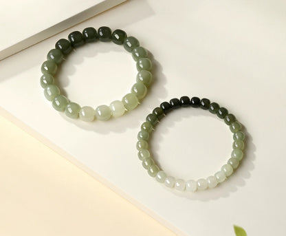 Natural Hetian Jade Couple Bracelet, Gradient Breeze Bangle with Certificate, Birthday & Holiday Gift for Boyfriend