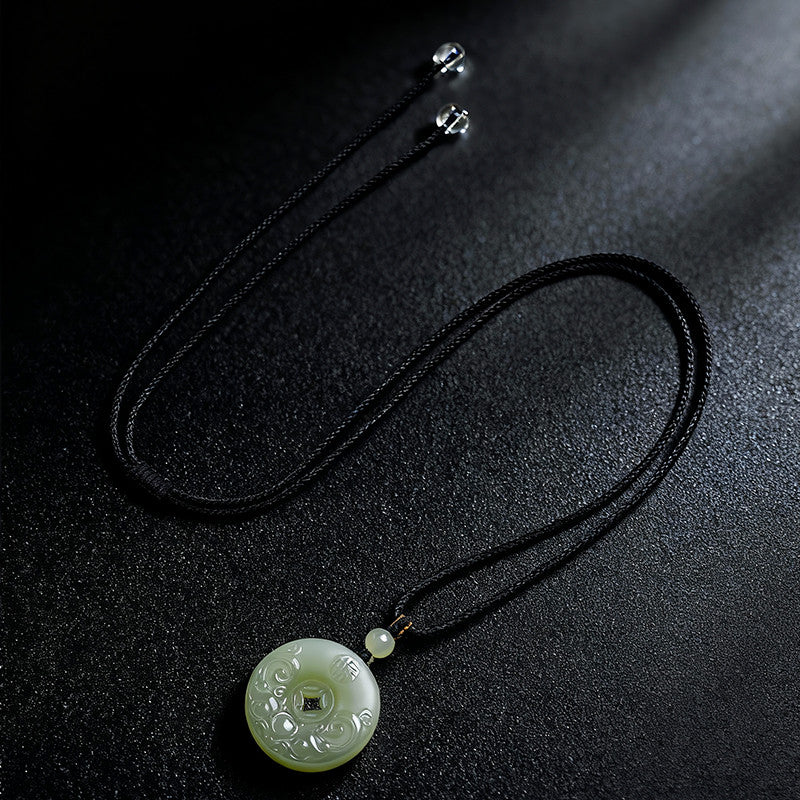 Hetian Jade Pixiu Fortune Plaque & Safety Buckle Pendant, Unisex Jade Charm for Peace & Joy, Holiday Gift with Certificate & Collectible Value