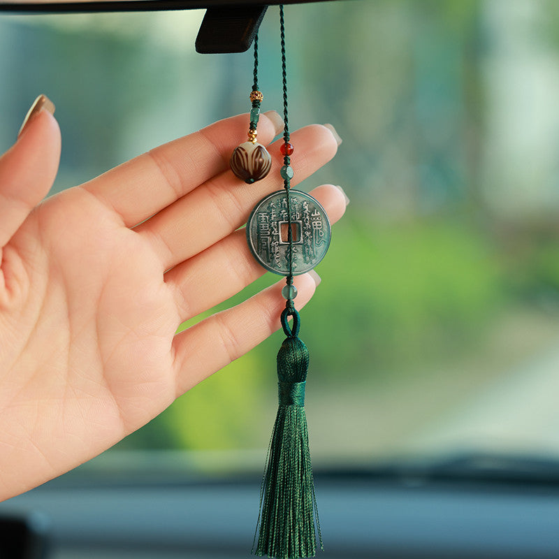 Blue Water Jadeite Mountain Ghost Coin Pendant, Multi-style for Phone/Bag/Car Hanging