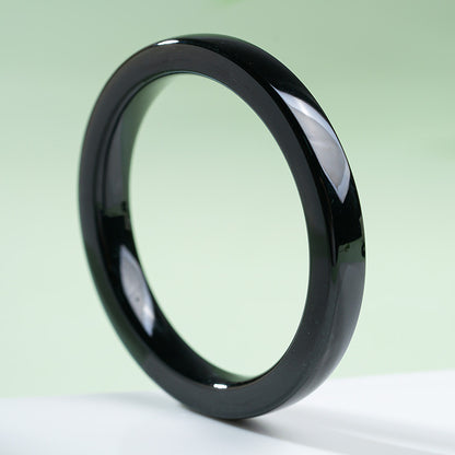 Dark Green Hetian Jade Square Bangle, Holiday Gift for Girlfriend & Mom