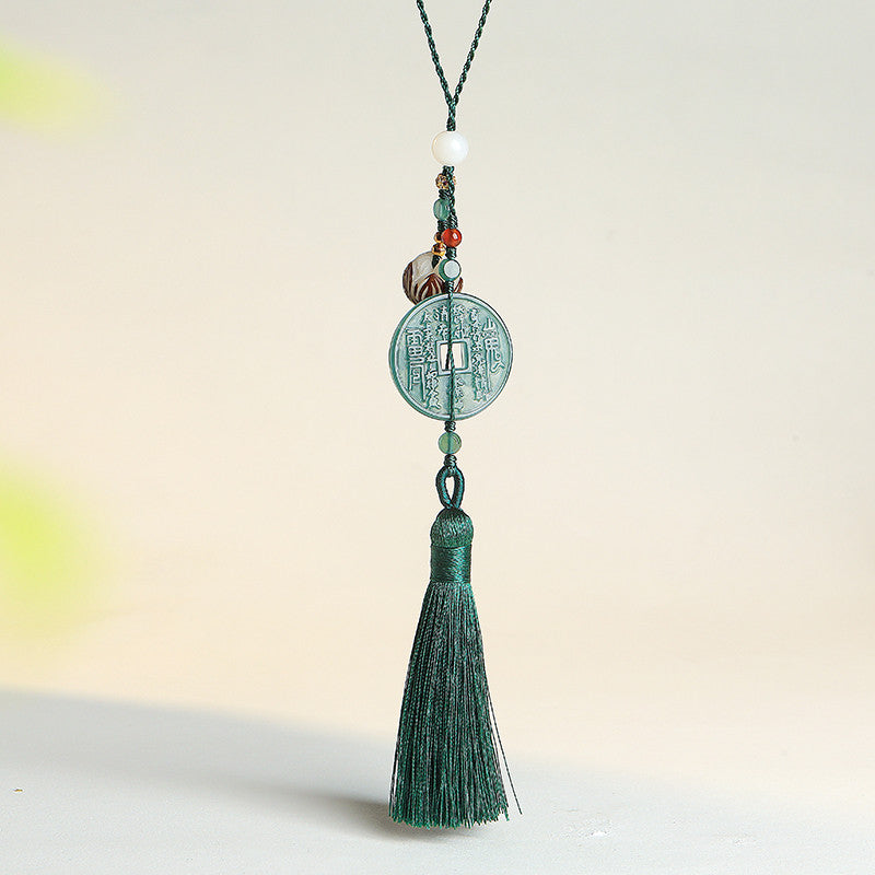 Blue Water Jadeite Mountain Ghost Coin Pendant, Multi-style for Phone/Bag/Car Hanging