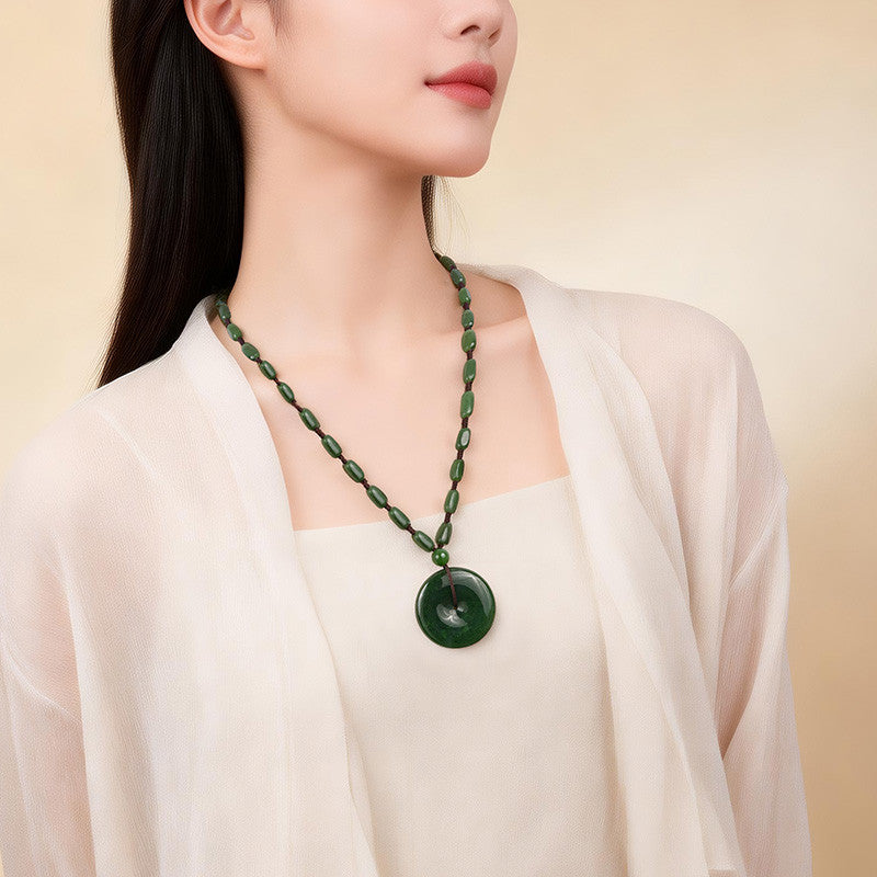 Peace & Smooth｜Spinach Green Hetian Jasper Safety Buckle Pendant Unisex Jade Charm