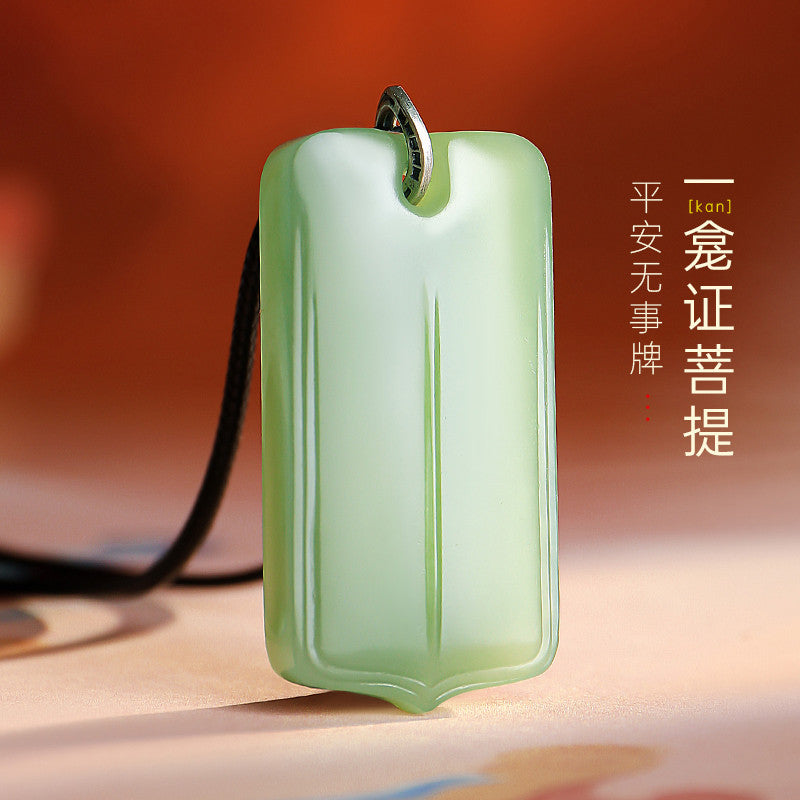 Tang Style Eight Auspicious Series Hetian Jade Lotus Niche Buddha Plain Pendant