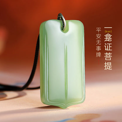 Tang Style Eight Auspicious Series Hetian Jade Lotus Niche Buddha Plain Pendant