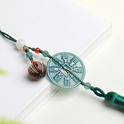 Blue Water Jadeite Mountain Ghost Coin Pendant, Multi-style for Phone/Bag/Car Hanging