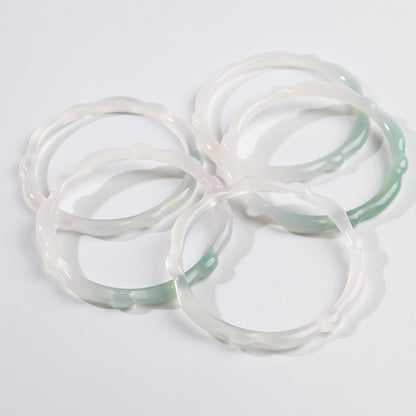 Half-mountain & Half-water Translucent Chalcedony Bangle, Gift for Girlfriend & Mother