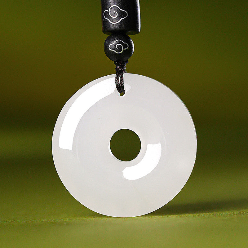 Tianshan Green Jade Pixiu Peace Buckle Pendant, New Chinese Style Minimalist Jade Charm, Festival Gift