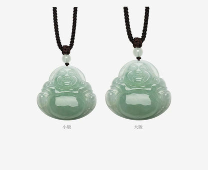 Natural Jadeite Buddha Pendant, Oil-Green Base Jade Charm for Men & Women