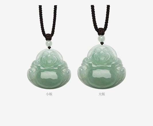 Natural Jadeite Buddha Pendant, Oil-Green Base Jade Charm for Men & Women