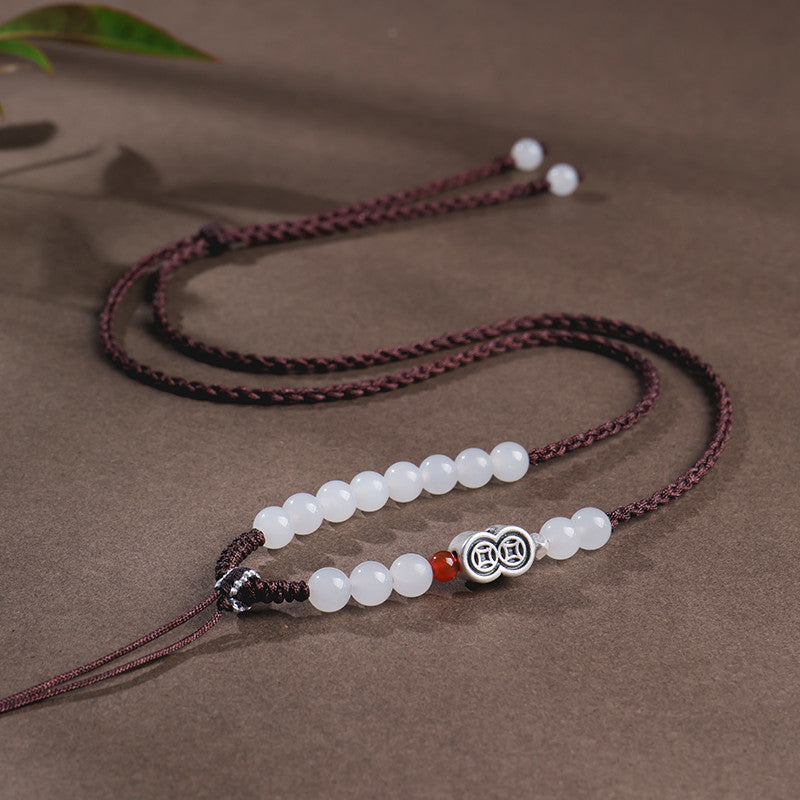Handmade DIY Hetian Jade Necklace with Braided Cords, Multiple Styles Available, With Certificate