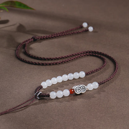 Handmade DIY Hetian Jade Necklace with Braided Cords, Multiple Styles Available, With Certificate