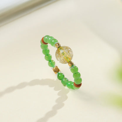 DIY Multi-gem Ring, Small Seed Beads with Jasper, White Jade, Jadeite, Turquoise, Agate, Cinnabar Fashion Adjustable Ring Jewelry