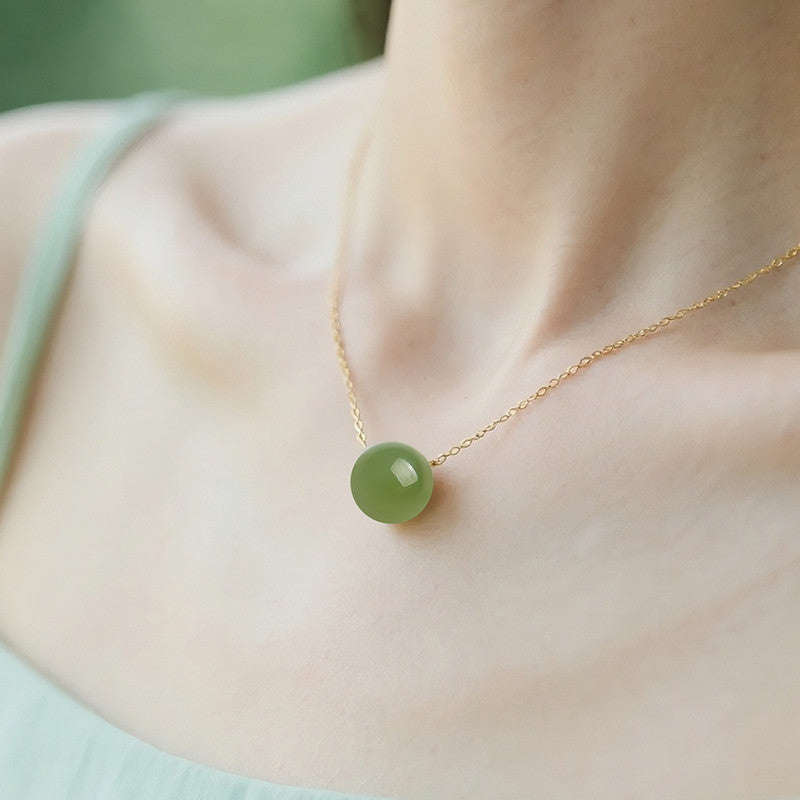 Light Cyan & Lake Green Hetian Jade Barrel Bead Pendant, Minimalist Stylish Charm, Festival Gift
