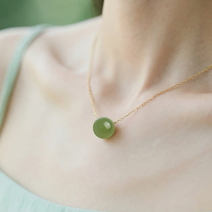 Light Cyan & Lake Green Hetian Jade Barrel Bead Pendant, Minimalist Stylish Charm, Festival Gift