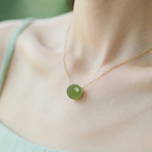 Light Cyan & Lake Green Hetian Jade Barrel Bead Pendant, Minimalist Stylish Charm, Festival Gift