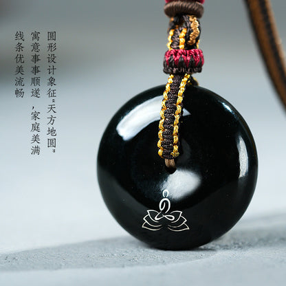 Hetian Jade Pendant, Craft Heritage Series, Intangible Cultural Heritage Gold-Silver Inlay, Enlightenment Jade Pendant, with Certificate