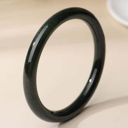 Elegant Green Hetian Jade Bangle, Simple Stylish Beauty Bangle for Women