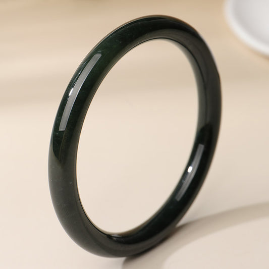 Elegant Green Hetian Jade Bangle, Simple Stylish Beauty Bangle for Women