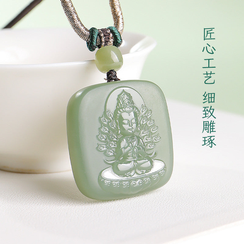 Unisex Hetian Jade Eight Patron Saints Pendant, 12 Zodiac Buddha Amulet, Festival Gift