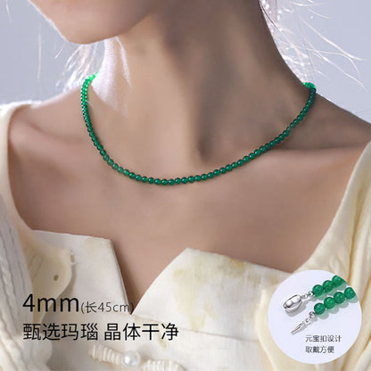 New Arrival New Chinese Style Green Agate & Chalcedony Beaded Necklace, Fashion Women Neck Jewelry