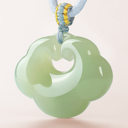 Hetian Jade Ruyi Lock Pendant, Unisex Jade Charm with Appraisal Certificate