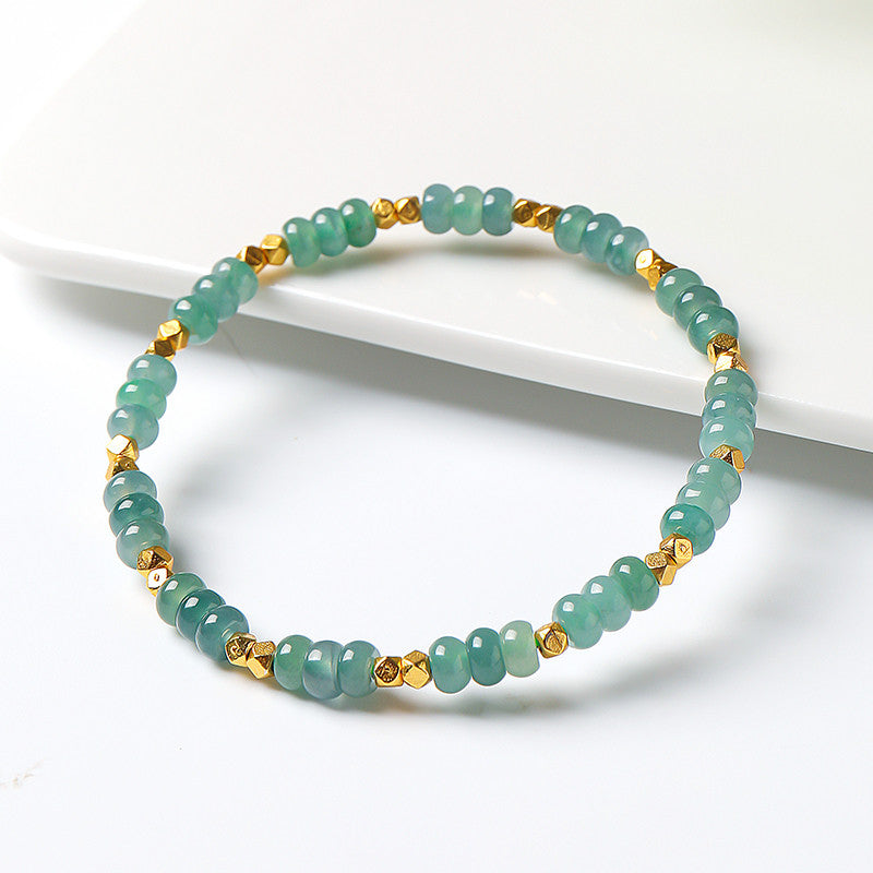 DIY Blue Water Jadeite Abacus Bead Bracelet, Simple Versatile Single-loop Bangle for Women, Festival Gift