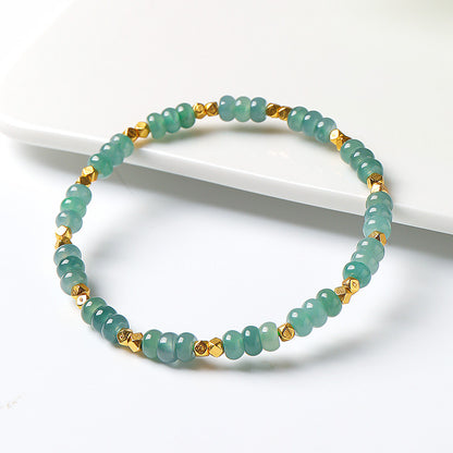 DIY Blue Water Jadeite Abacus Bead Bracelet, Simple Versatile Single-loop Bangle for Women, Festival Gift